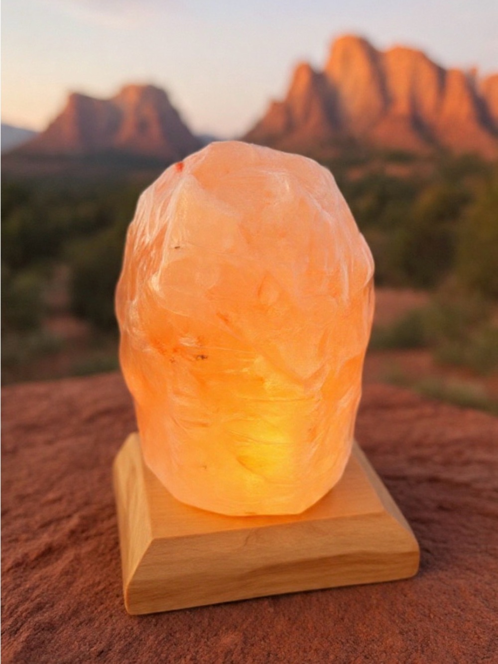 🍓Warm Pink  Himalayan Salt Lamp with Wooden Base USB🍓